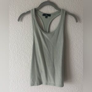 Lulus Sage Green Ribbed Fitted Racerback Tank Top Open Back Size L